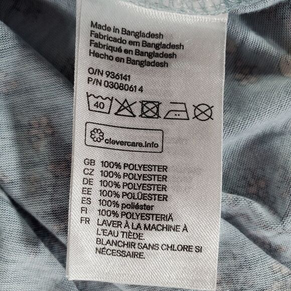 🔺️H&M Stone Blue Bird Print 3/4 Sleeve Buttoned Vneck Top Small - Picture 10 of 13